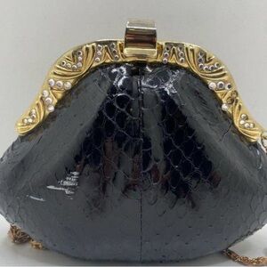 Vintage Harmony Italian Design Snakeskin Embossed Crossbody Evening Bag Purse